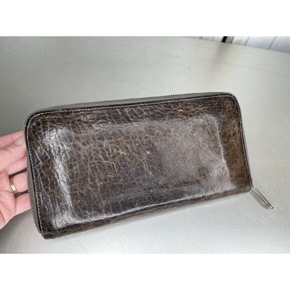 Will Leather Distressed Brown Full Zip XL Wallet Travel Organizer - Picture 3 of 8
